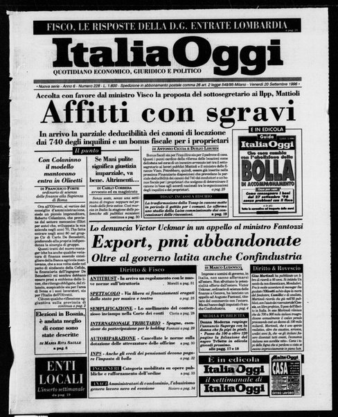 Italia oggi : quotidiano di economia finanza e politica